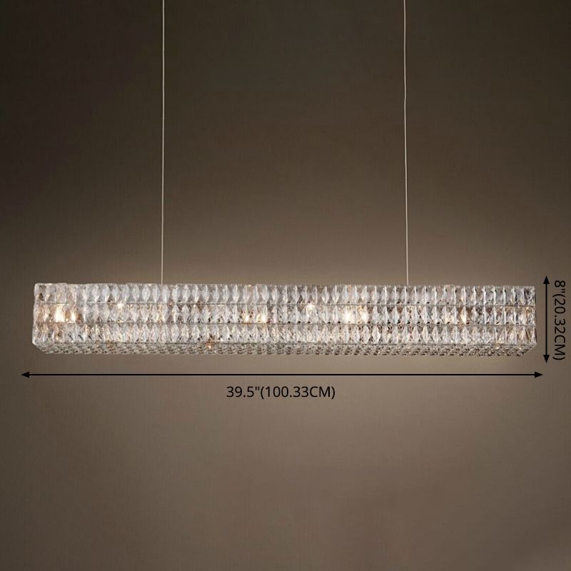 Modern Rectangular Chandelier Lighting Fixtures Crystal Hanging Pendant Lights