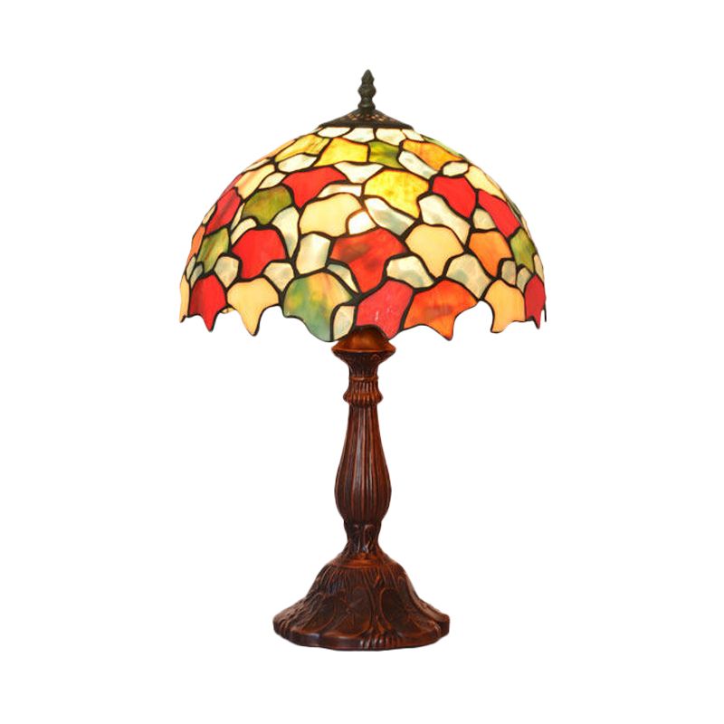 Foliage Hand-Crafted Glass Night Lamp Baroque 1 Bulb Coffee Finish Table Lighting
