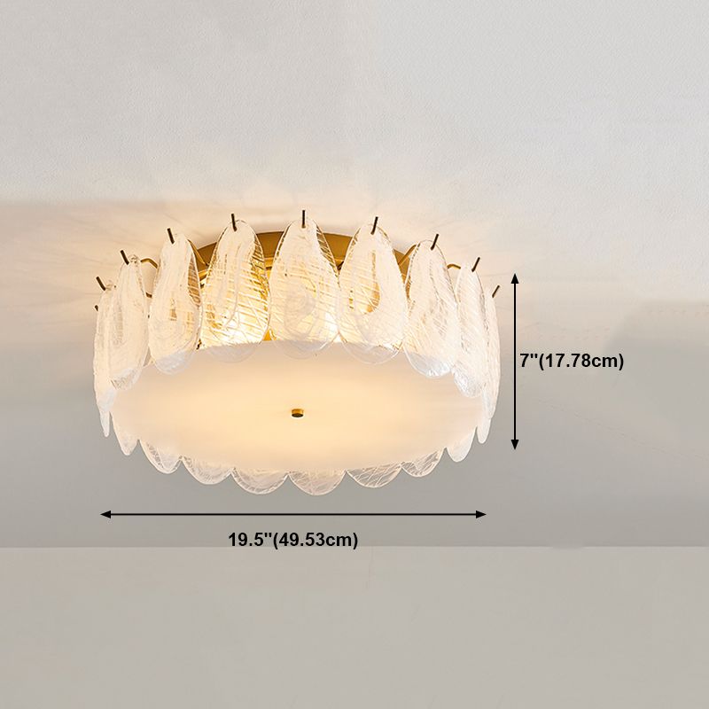 Round Close to Ceiling Lamp Modern-Style Glass Gold Ceiling Mounted Fixture
