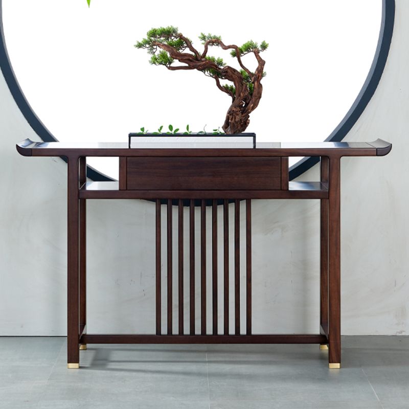 Rectangle Shape Contemporary Console Table Dark Brown Wood Console Sofa Table