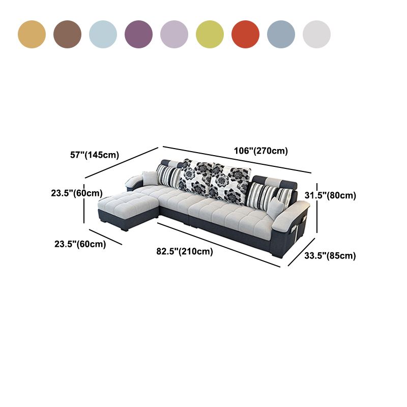 Modern Square Arm Sectionals 31.5"H High Back Sofa with Storage