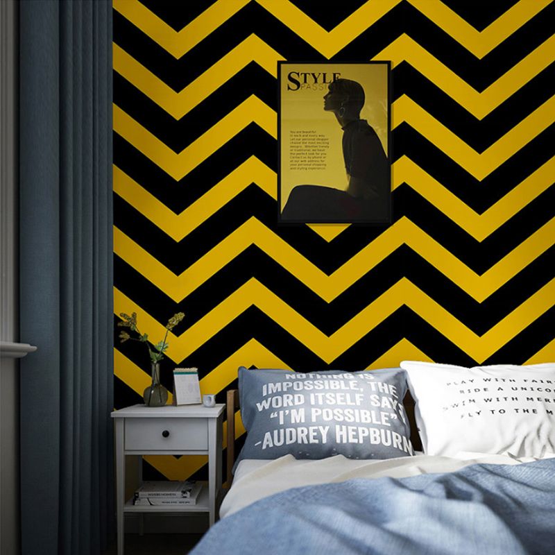 Geometries and Wave Wallpaper Waterproof Non-Pasted PVC Wall Decor in Light Color