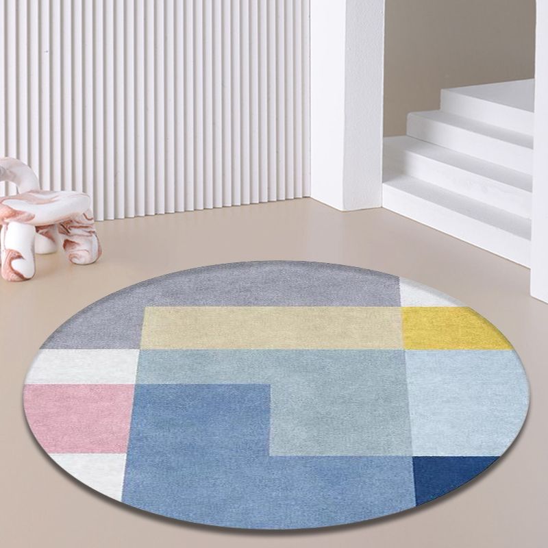 Multicolor Modern Rug Polypropylene Colorblock Rug Pet Friendly Washable Non-Slip Area Rug for Living Room