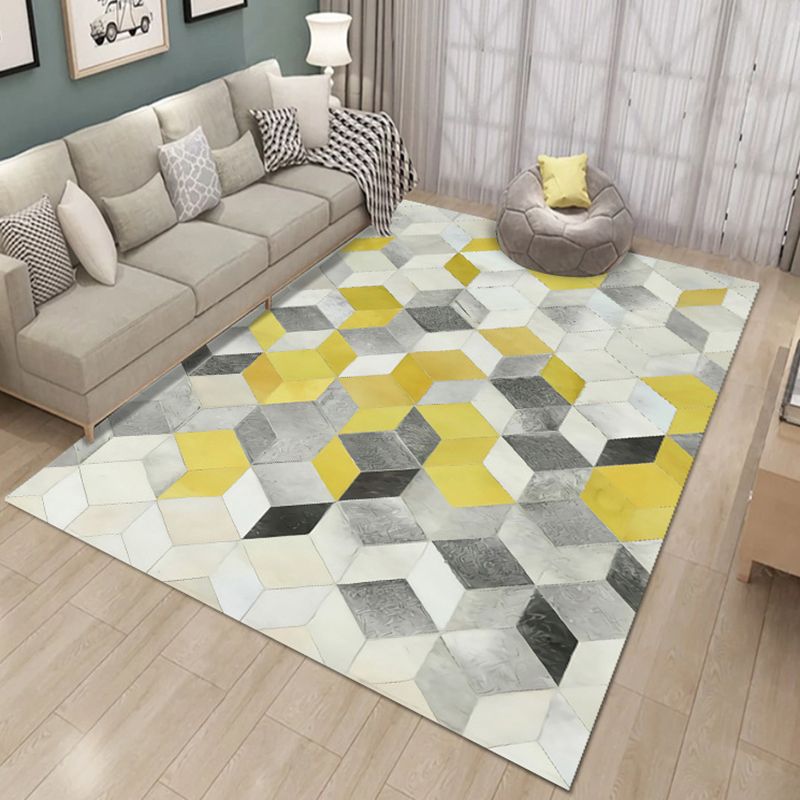Geometric Indoor Rug Washable Modern Area Rug Polyester Stain Resistant Carpet for Living Room