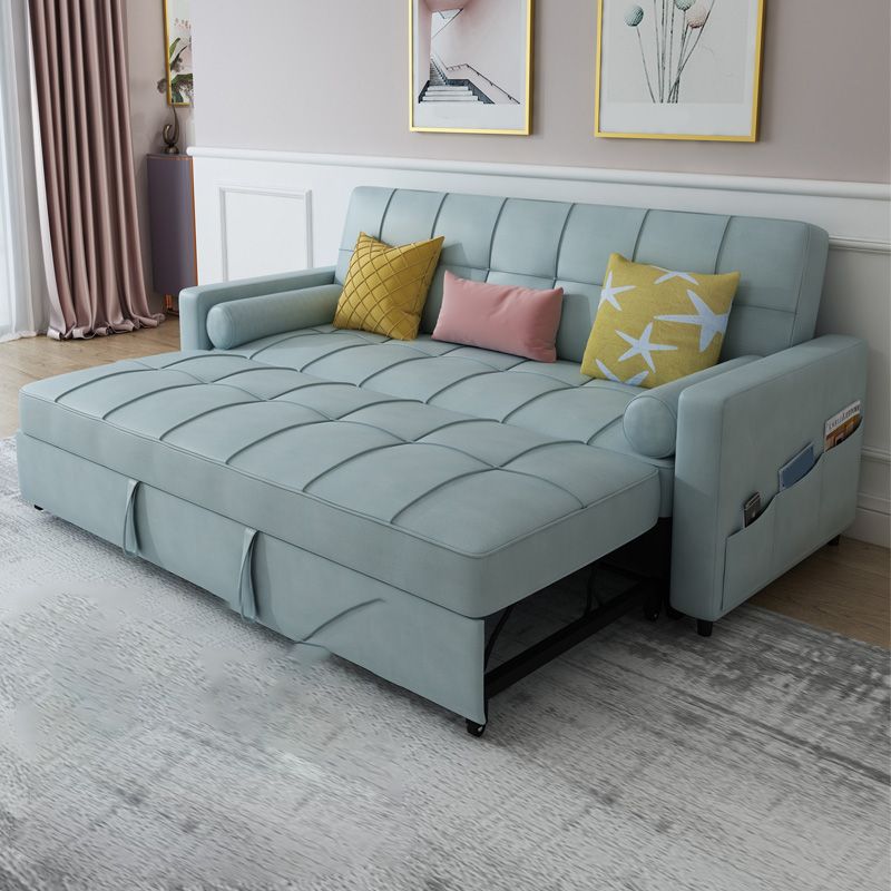 Contemporary Futon Sleeper Sofa Bed with Storage and Square Arms