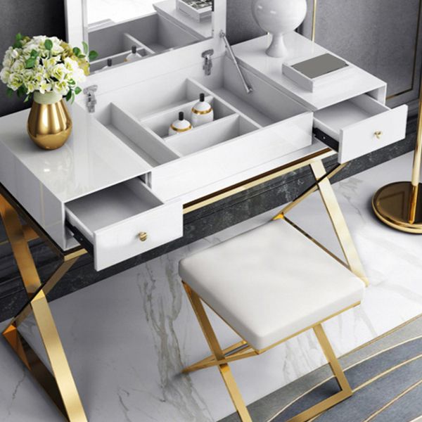 White Mirror and Drawers Included Glam Vanity Dressing Table Set