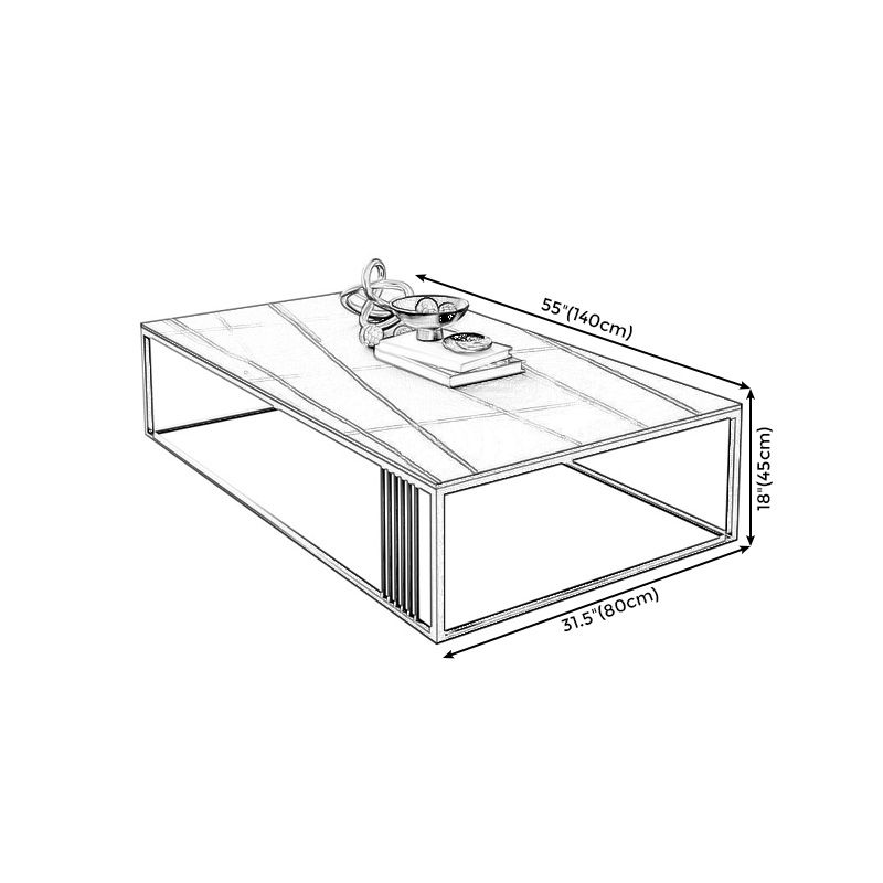 Modern Slate/steel Rectangle Coffee Table 1 Single Cocktail Table for Living Room