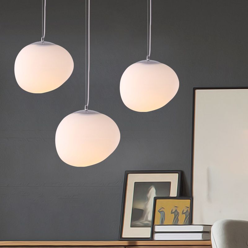 Style de style moderne ombre d'oeuf suspendu en verre léger 1 pendentif léger