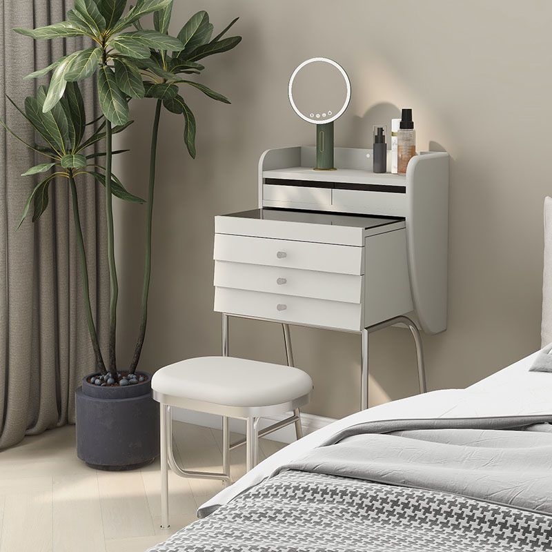 Contemporary Vanity Dressing Table Glass Top Vanity Makeup Table Set