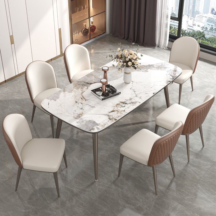 Luxusstil Home Sintered Stone Esstisch 4 Beine Basis Rechtecktisch