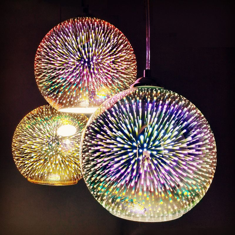 1 pellicule pendentif en verre clair Louteurs de feux d'artifice 3D modernes suspendus suspendus pour salle à manger