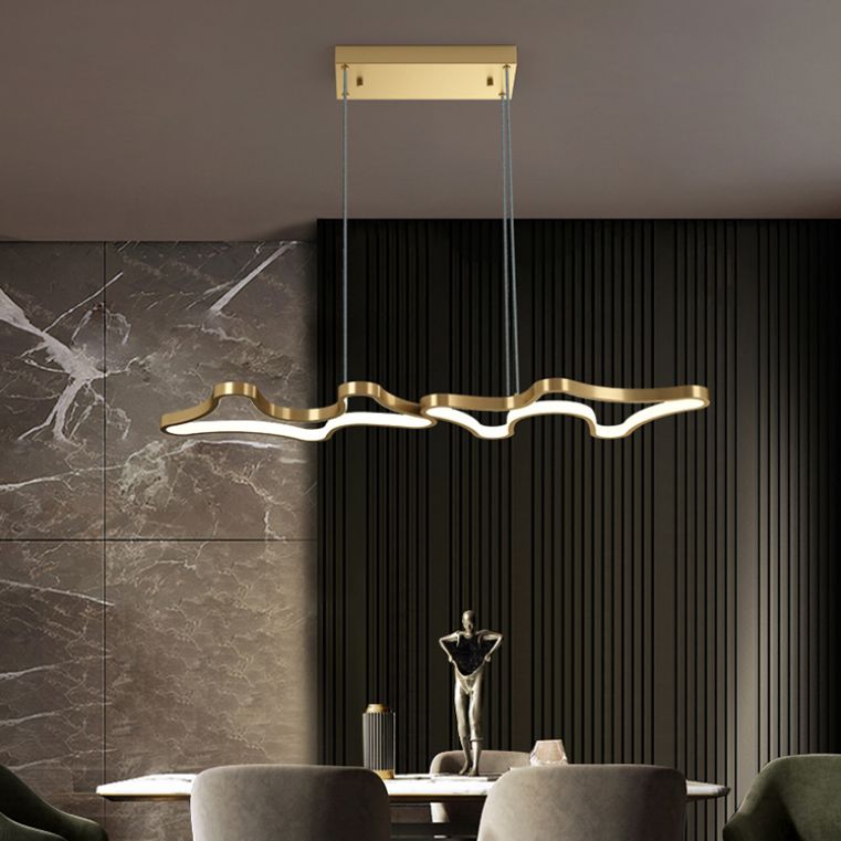 1 leichte moderne Metallleuchterlampe Linear LED Island Anhänger für Esszimmer