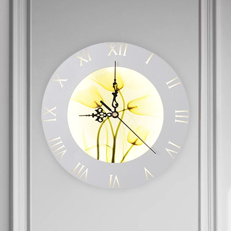 Reloj redondeado naranja/amarillo luz mural de estilo nórdico LED de plástico LEUCHTURA DE MONTAJE PARA SALA DE LA Sala de estar