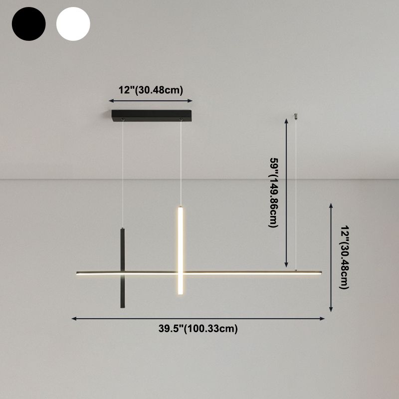 Modern Style LED Pendant Light Long Strip Island Light for Dining Room