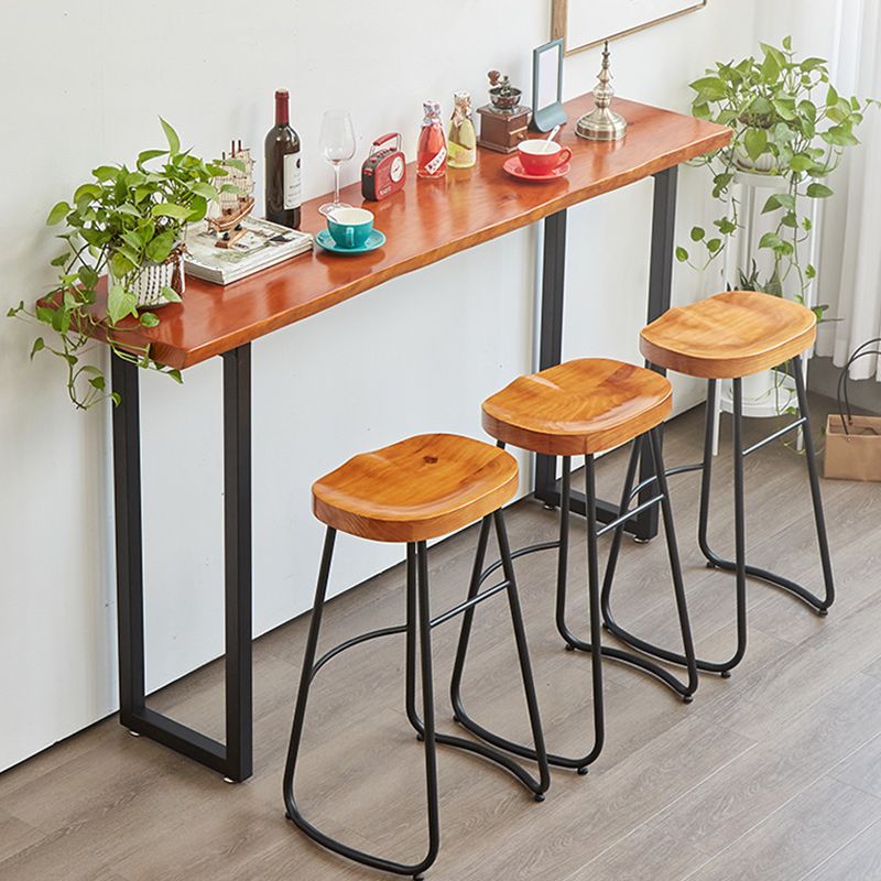 Modern Solid Wood Counter Set 1/2/4 Pieces Rectangle Bar Table Set in Natural