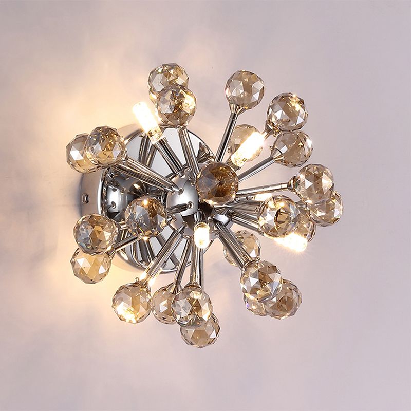 Sputnik Flushmount Light Crystal Ball Light en cromo pulido