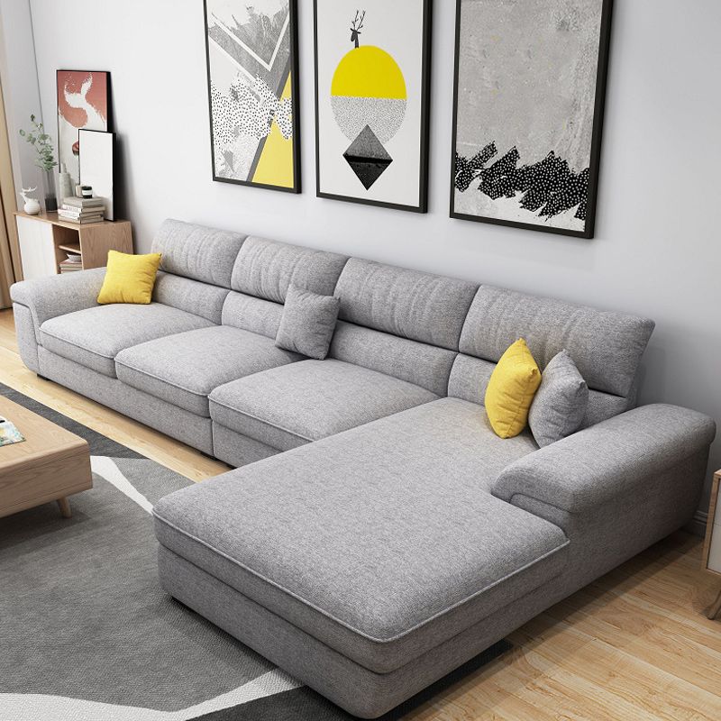 L-Shape High Back Pillow Top Arm Sectional with Slipcovered for Living Room