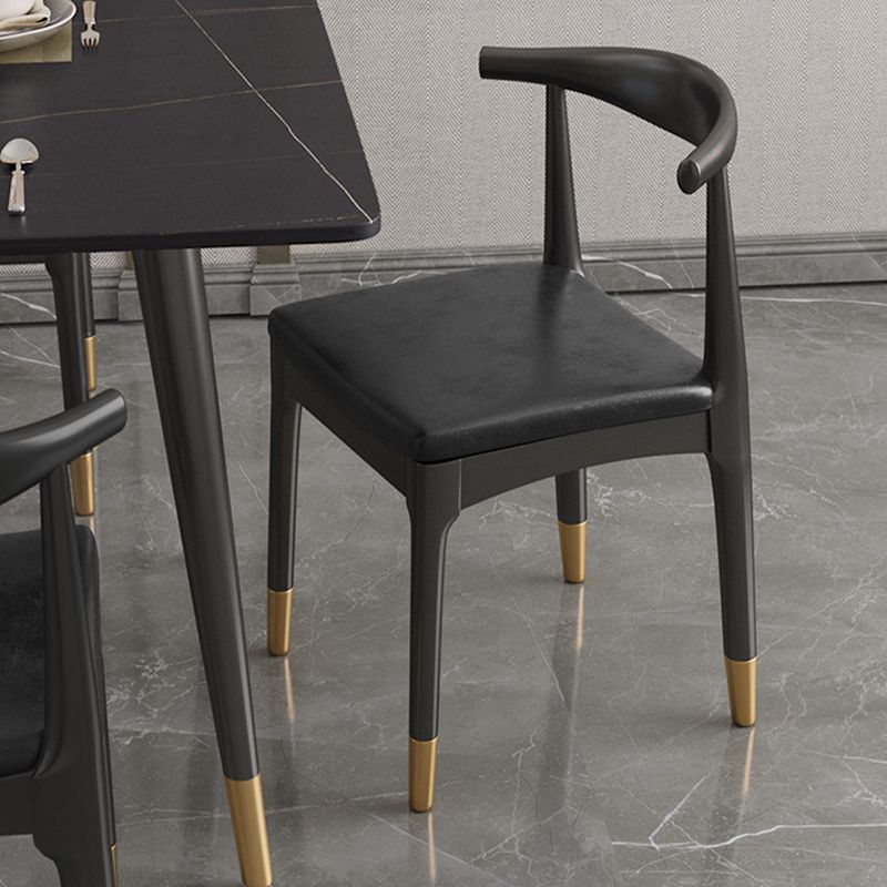 Nordic 1/4/5/7 Pièces Ensemble de restauration Table dessus en pierre fritté avec chaises en cuir