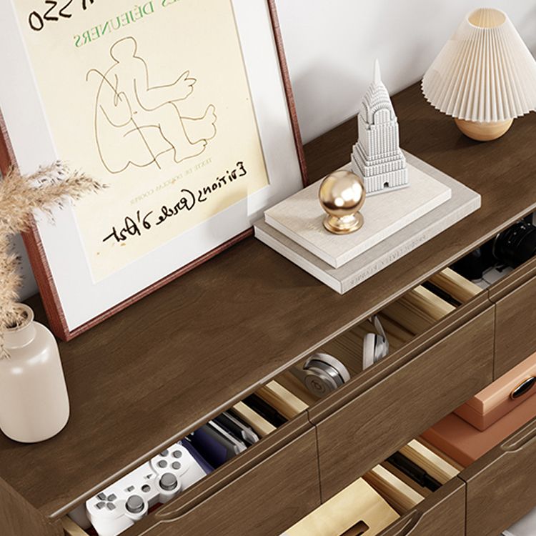 Espresso Solid Wood Accent Chest Mid-Century Modern Storage Cabinet with Drawers