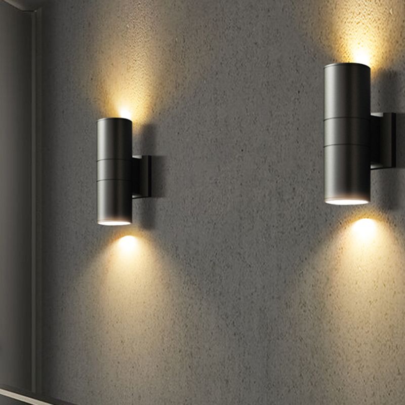 Modernism Wall Sconce Cylinder Outdoor Sconce Light Fixture for Courtyard