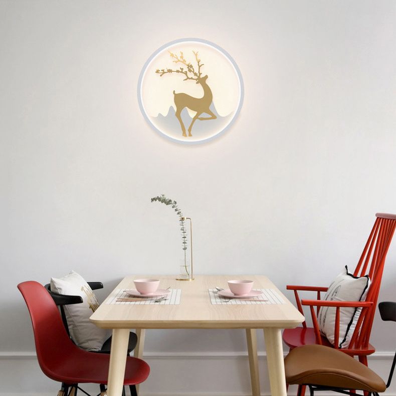 Contemporary Style Round Wall Mounted Lamps Metal 1 Light Sconce Light Fixture