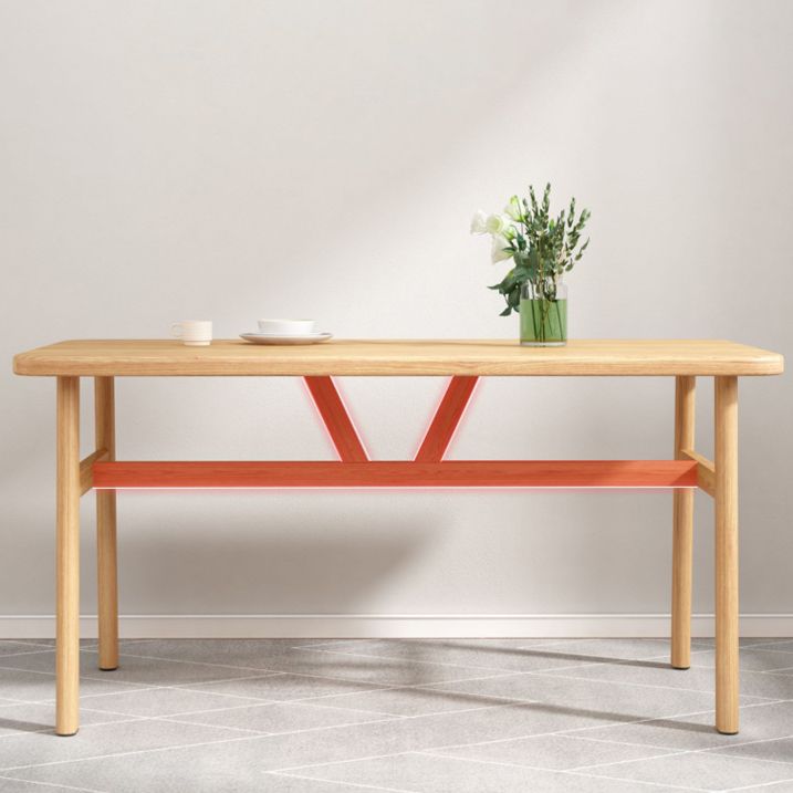 Contemporary Rectangular Wooden Dining Table with Stainless Steel Trestle