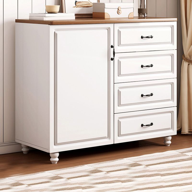 White Wood Accent Cabinet with Drawers 15.74" Wide Modern Standard Side Cabinet