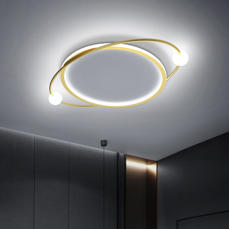 Gold Ring Flush Mount Ceiling Light Simplicity LED Acrylic Close to Ceiling Lamp