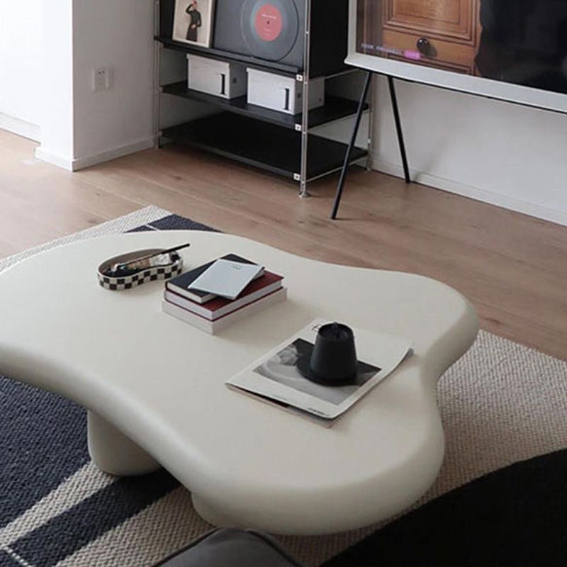 11"H Contemporary Coffee Table Wooden 2 Legs Coffee Cocktail Table