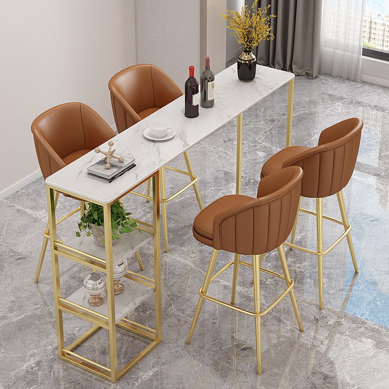 Contemporary Upholstered Counter Stool Rectangle Bar-height Bar Stool for Living Room