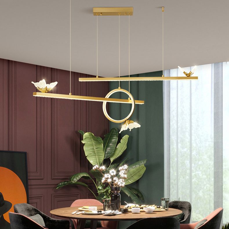 Luce dell'isola geometrica moderna lampadario a sospensione Metal 6 Luci dell'isola luminosa in oro