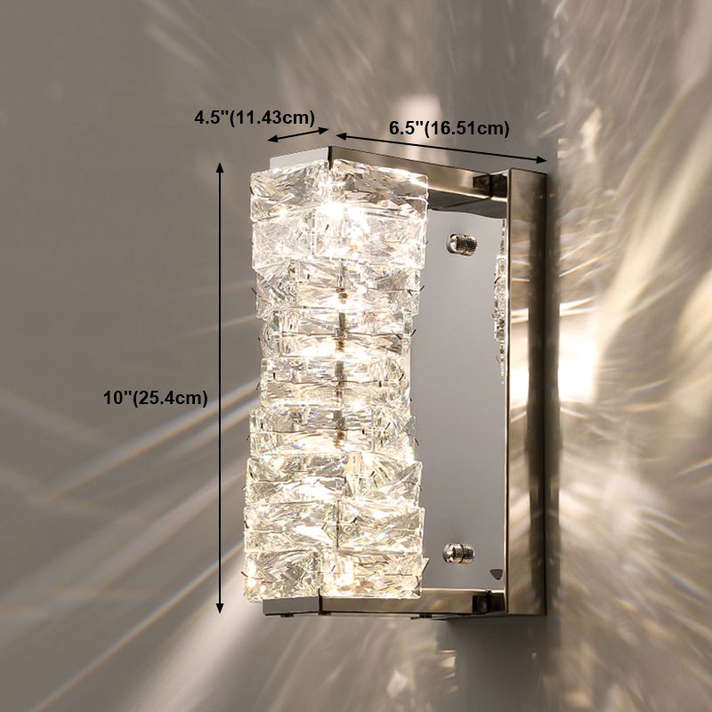 Nordic Metal Wall Light Geometric Silver Wall Sconce with Crystal for Bedroom