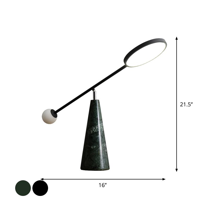 Lámpara de mesa de sala de estar de 1 luces de forma geométrica de forma geométrica con brazo de equilibrio en negro/verde