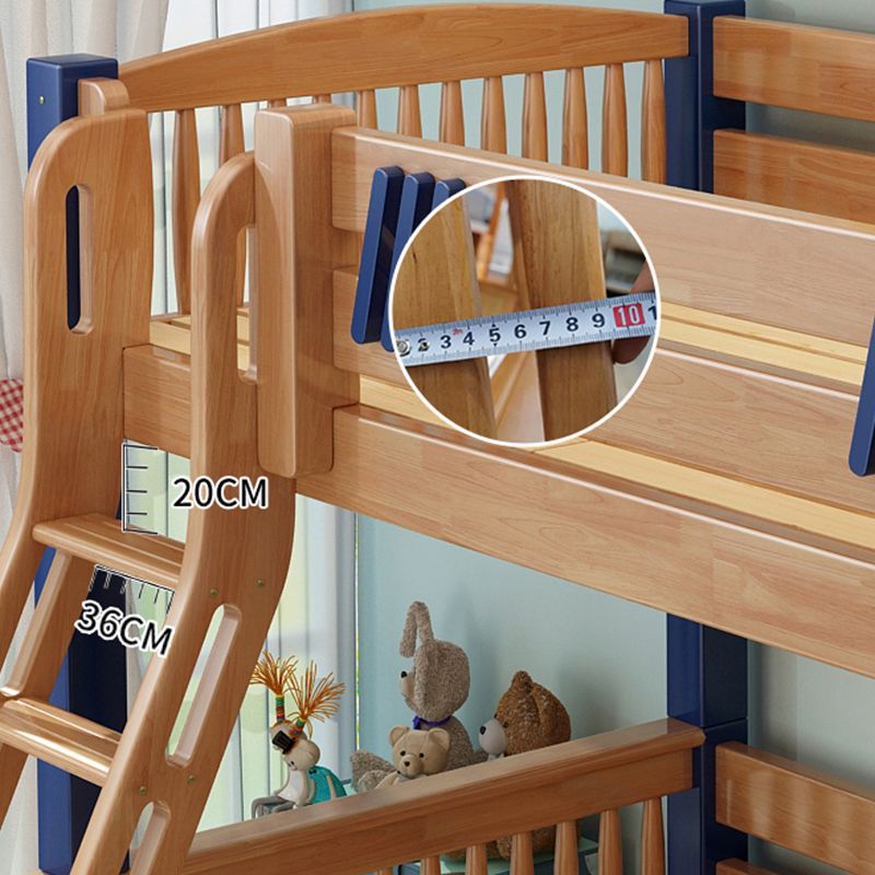 Rubberwood Bunk Bed Mid-Century Modern Spindle Slat Bed Natural