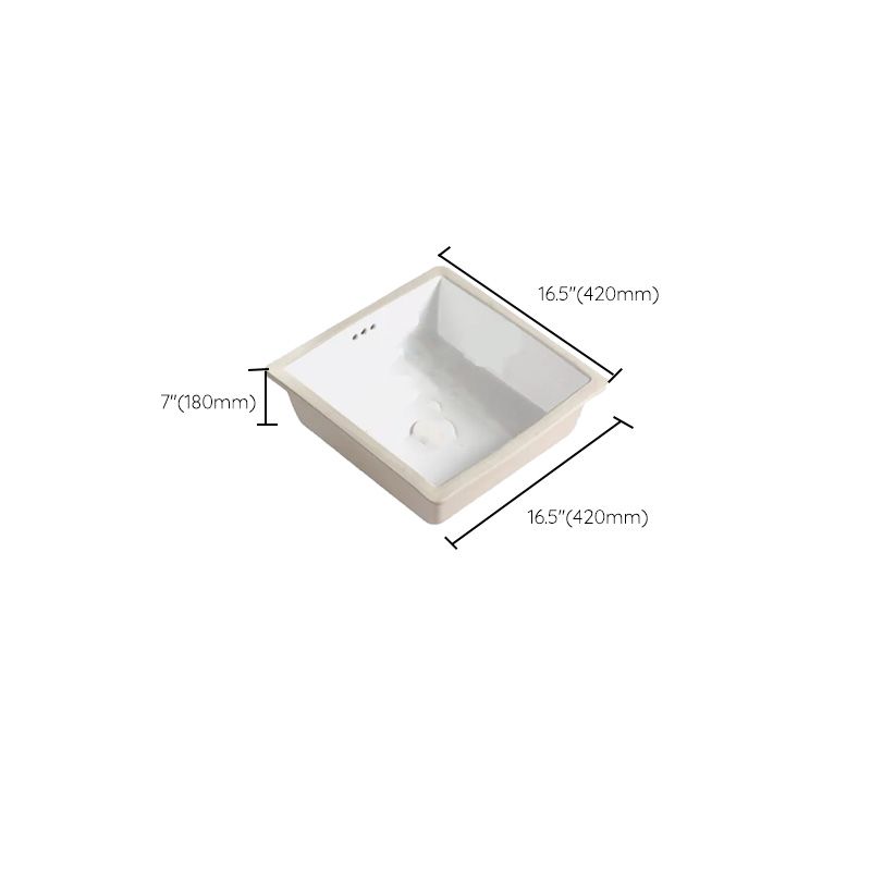 Modern Style Bathroom Sink Undermount Ceramic Bathroom Sink in White