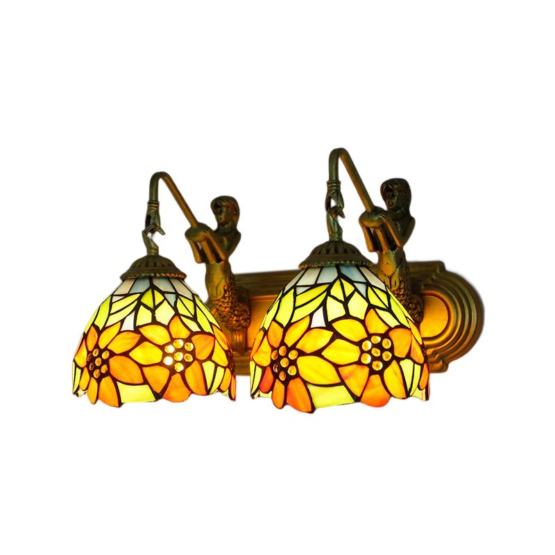 Tiffany Glass Vanity Light Simple Wall Light Sconce for Washroom