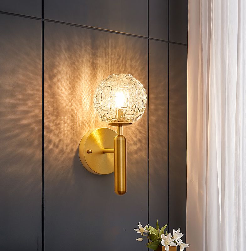 Ball Shape Metal Wall Lighting Modern Style 1-Light Wall Mounted Light in Gold