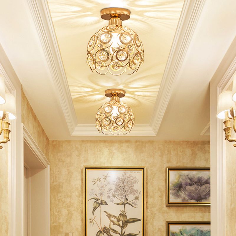Nordic Crystal Ceiling Light Simple Flush Mount Light Fixture for Bedroom