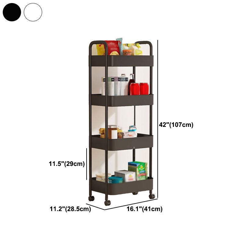 Metal Frame Open Etagere Bookshelf Contemporary Vertical Bookcase with Caster Wheels