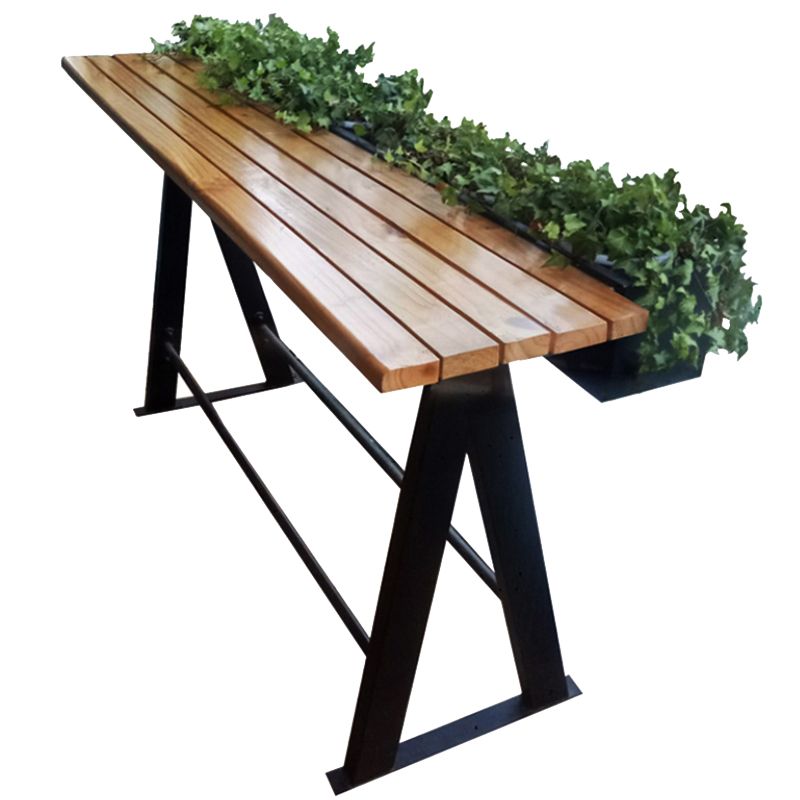 Modern Wood Bar Table with Rectangle Table Top Trestle Table with 42-inch Height
