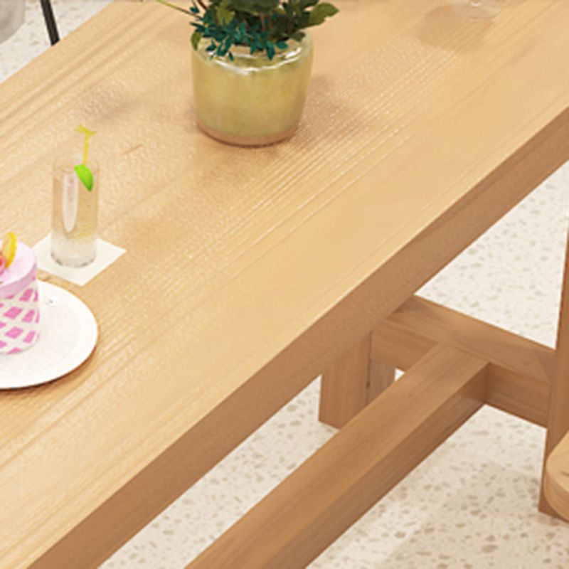 Contemporary Rectangle Bar Table Solid Wood Bistro Bar Desk with Trestle Base