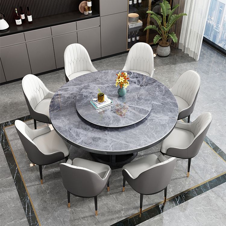 Modern Rubberwood Home Table Round Pedestal Convertible Dining Table