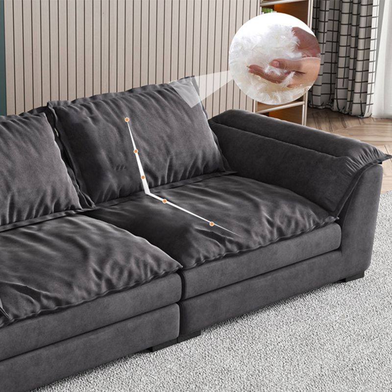 Modern Fabric Sofa with 2 Pillows Flared Arm Living Room Seating