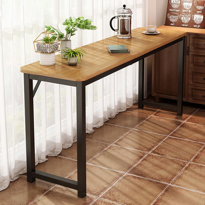 Contemporary Pub Table with Metal Frame Matte Finish Faux Wood Top Bar Table