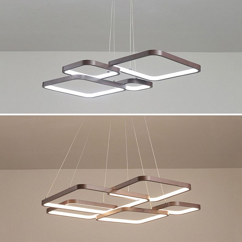 Brown Aluminum Hanging Pendant Lights Modern Hanging Lamps for Living Room