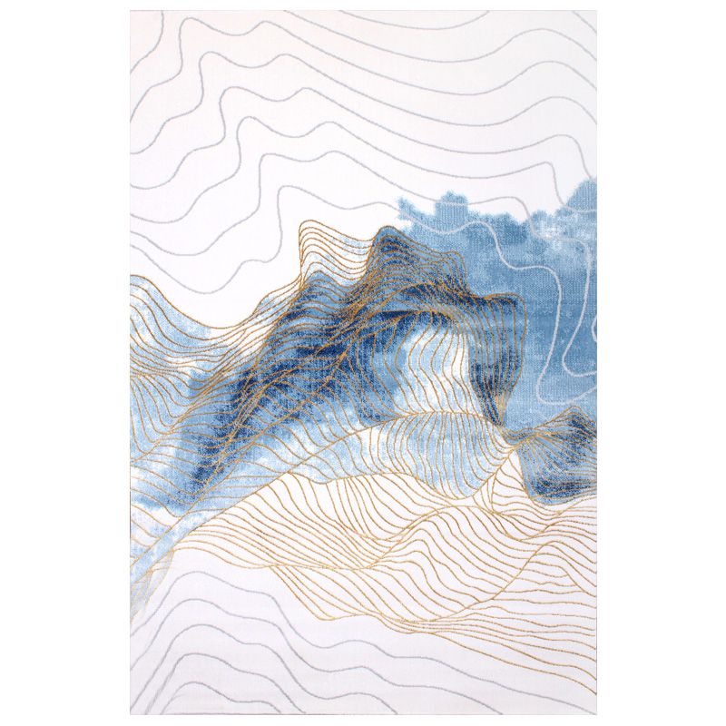 Nordic Living Room Rug Multi Color Abstract Pattern Area Carpet Synthetics Non-Slip Pet Friendly Indoor Rug