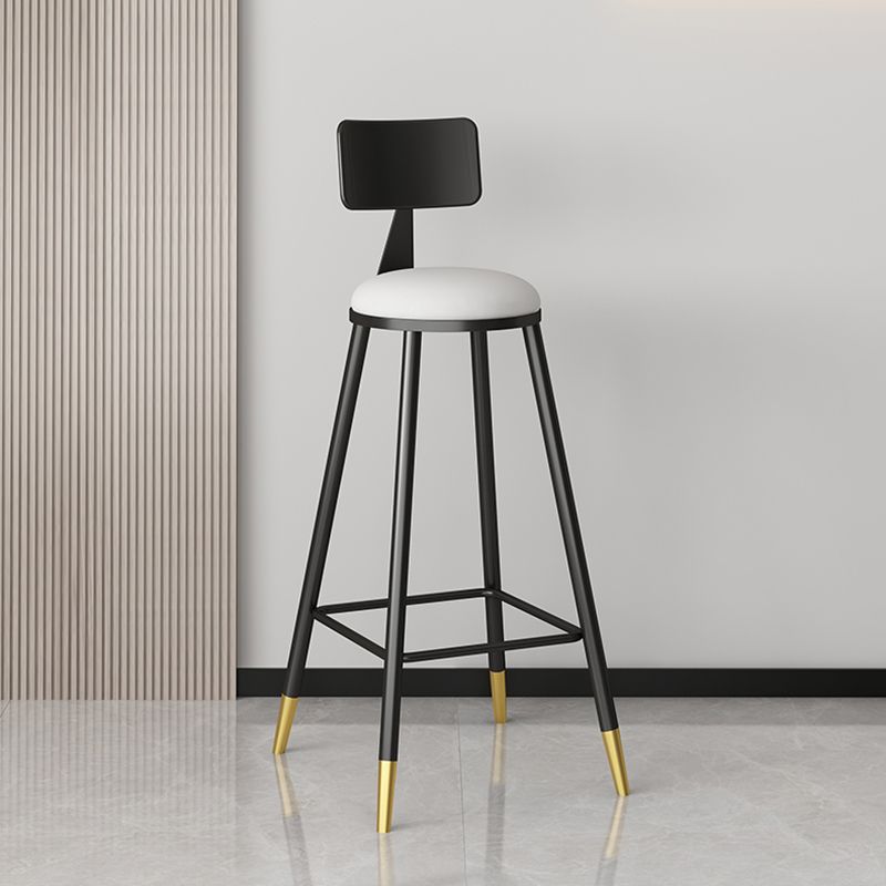 Modern Armless Backrest Counter Stool Iron Couture Bar Stool with Velvet Cushion and Pedal