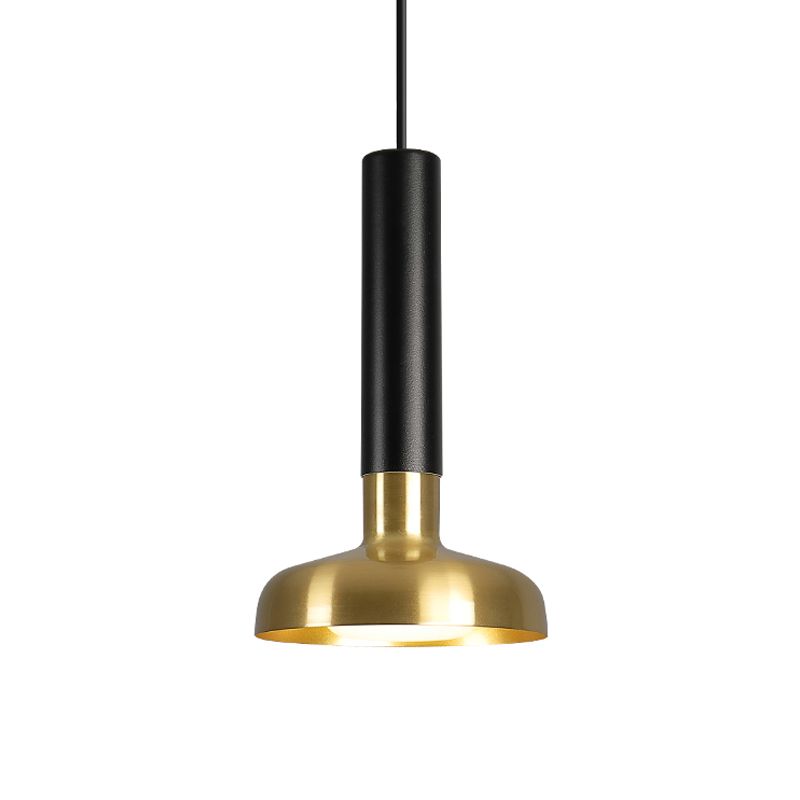 Mid Century Torch Metal Pendant Lighting LED Ceiling Suspension Lamp in Black-Gold over Kitchen Dinette