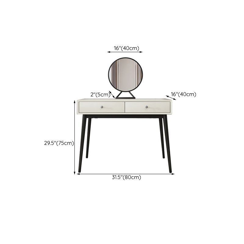 Wood White Makeup Table with 2 Drawers 15.74" Wide Vanity Tables for Bedroom