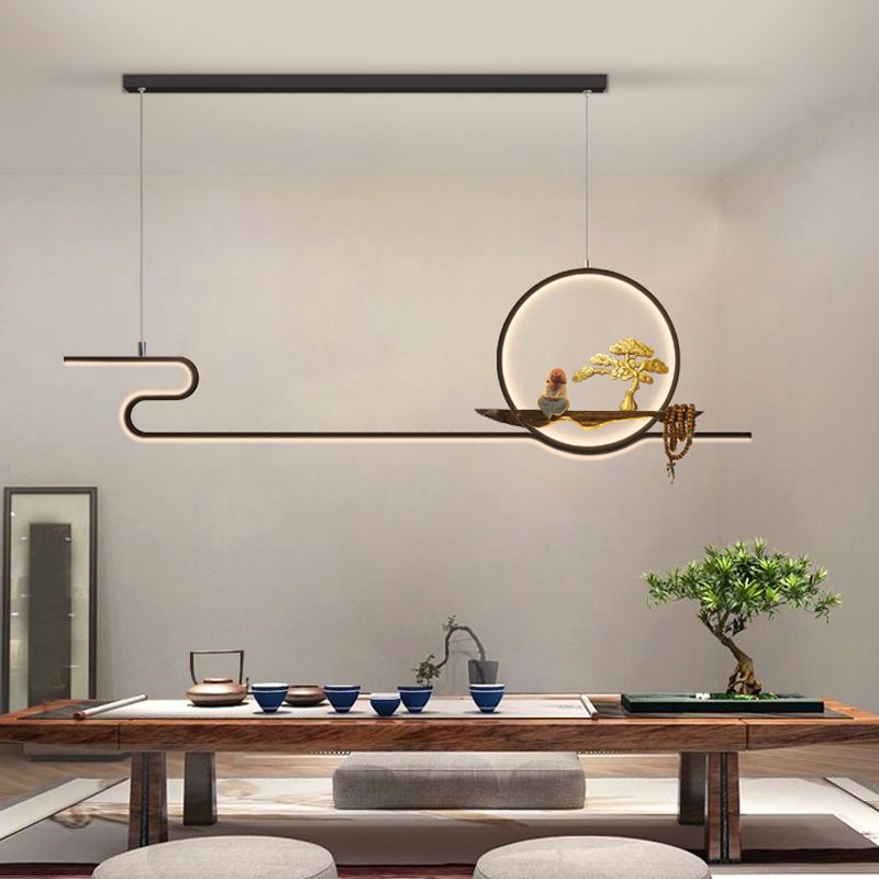 Ideas de iluminación de isla lineal Iluminación colgante de 2 luces de metal contemporáneo